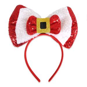 3 x CHUN-YAN Christmas Bow Headbands for Women - Santa Headband Women Glitter Bow Design for Christmas Hair Accessories - Holiday Headwear Holiday Party Favors