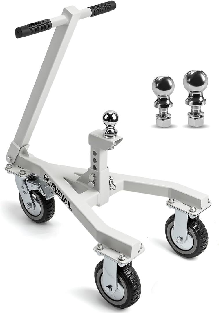 Heavy-Duty Trailer Dolly – 20,000 lbs Load, 3,500 lbs Tongue Weight, 360° Swivel Wheels with Brake, 2" & 2-5/16" Hitch Balls, Manual Trailer Mover for RV, Boat, Camper, Jet Ski, Motorcycle