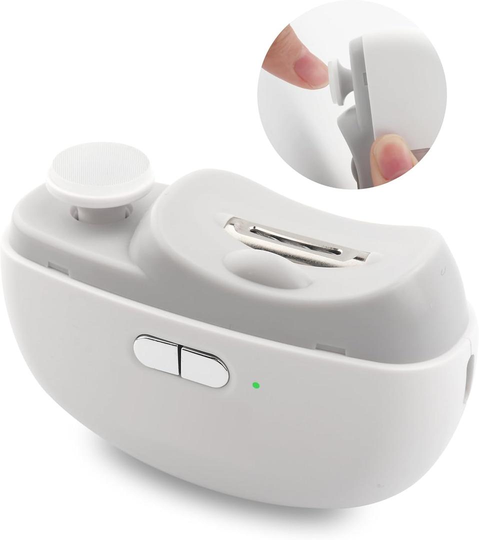 Electric Nail Clipper for Senior and Baby - 3in1 Baby Nail Trimmer Electric for Finger, Automatic Electric Nail Clipper with Polishing, Gift for Adult White