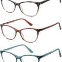 Bifocal Reading Glasses Women Cat Eye Blue Light Blocking Computer Reader Clear Top No Line Transition Ladies Eyewear (Black & Blue & Brown Red)