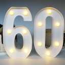 H:7.88 inches Light Up Numbers 60 Sign for Party Decor, 60th Birthday Decorations for Women, 60th Wedding Anniversary Party Centerpieces Table Decorations for Men