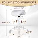 Saddle Stool Heavy Duty 400lbs - Ergonomic Thick Saddle Seat Cushion, Easy Height Adjustable, Healthy Posture No Pain, Smooth Rolling No Creaky Noises, Rolling Saddle Stool Chair with Wheels (White2)