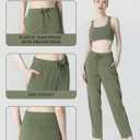 Women's Track Pants with Back Zip Pocket - 4-Way Stretch Moisture-Wicking Fabric, Multi-Pockets for Daily Wear (Green, XS)