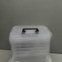 Plastic Storage Bins with Lids 6 Packs, 7 Quart Storage Organizer Bins with Buckle-Up Latches and Handle, Stackable Storage Containers for Home Pantry Office Classroom Organization, Clear (Black)