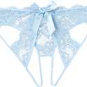 Avidlove Lace Panties for Women Bow Back Low Rise Hipster Underwear | Soft floral lace underwear, scalloped trim, flexible waistband, lightweight stretch, romantic gift, date night outfits (Blue)