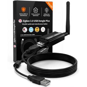 Zigbee 3.0 USB Dongle Plus-E (ZBDongle-E) Kit with 1.5m Shielded Extension Cable | Solves USB 3.0 Interference | EFR32MG21 Coordinator +20dBm for Home Assistant (ZHA), Zigbee2MQTT & Local Hub