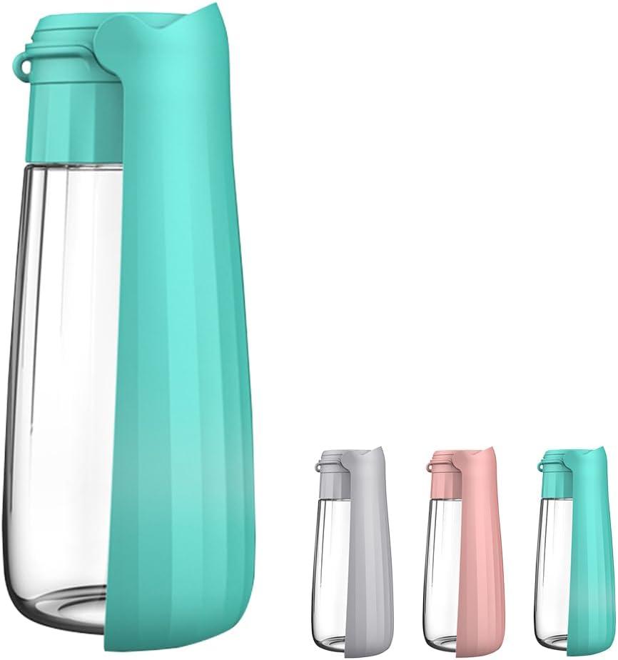 Dog Water Bottle Portable for Walking Pet Travel 19 OZ Leak proof Water Bottle Bowl with Drinking Feeder Cat Puppy Water Dispenser for Hiking Camping Blue