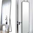 SCWF-GZ 57x16 Door Hanging Full Length Mirror, Floor Stand (Height 5.7ft just Body in1.3ft) Wall Mounted Metal Frame Rectangle Dressing Mirrors for Bedroom Bathroom Room 57 inch Black