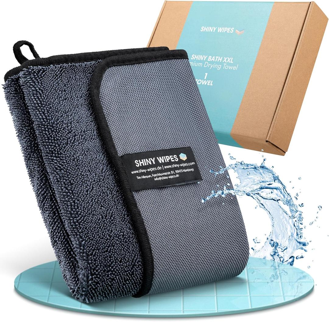 Shiny Wipes XL Drying Towel, The Original, Ultra Absorbent Twisted-Loop Design, Streak-Free Drying Towel, Shiny Wipes Shower Cleaning Cloths (1 Towel)