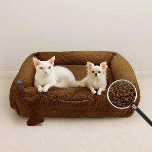 Sytopia Indestructible Small Dog Bed 32'', Calming Donut Bed for Indoor Cats Large with Removable Chew Proof Washable Cover, Cozy Soft Round Anxiety Pet Bed with Spine Support up to 35 lbs, Brown