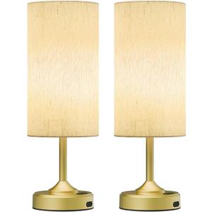 Cordless Lamp, 2-Pack, Dimmable, Ambient Light, 2700K, Timer, Touch Control, Portable, LED, Battery Operated, Rechargeable, Wireless, Desk Lamp, Kitchen Lamp, Fabric Shade, for Bedroom, Living Room