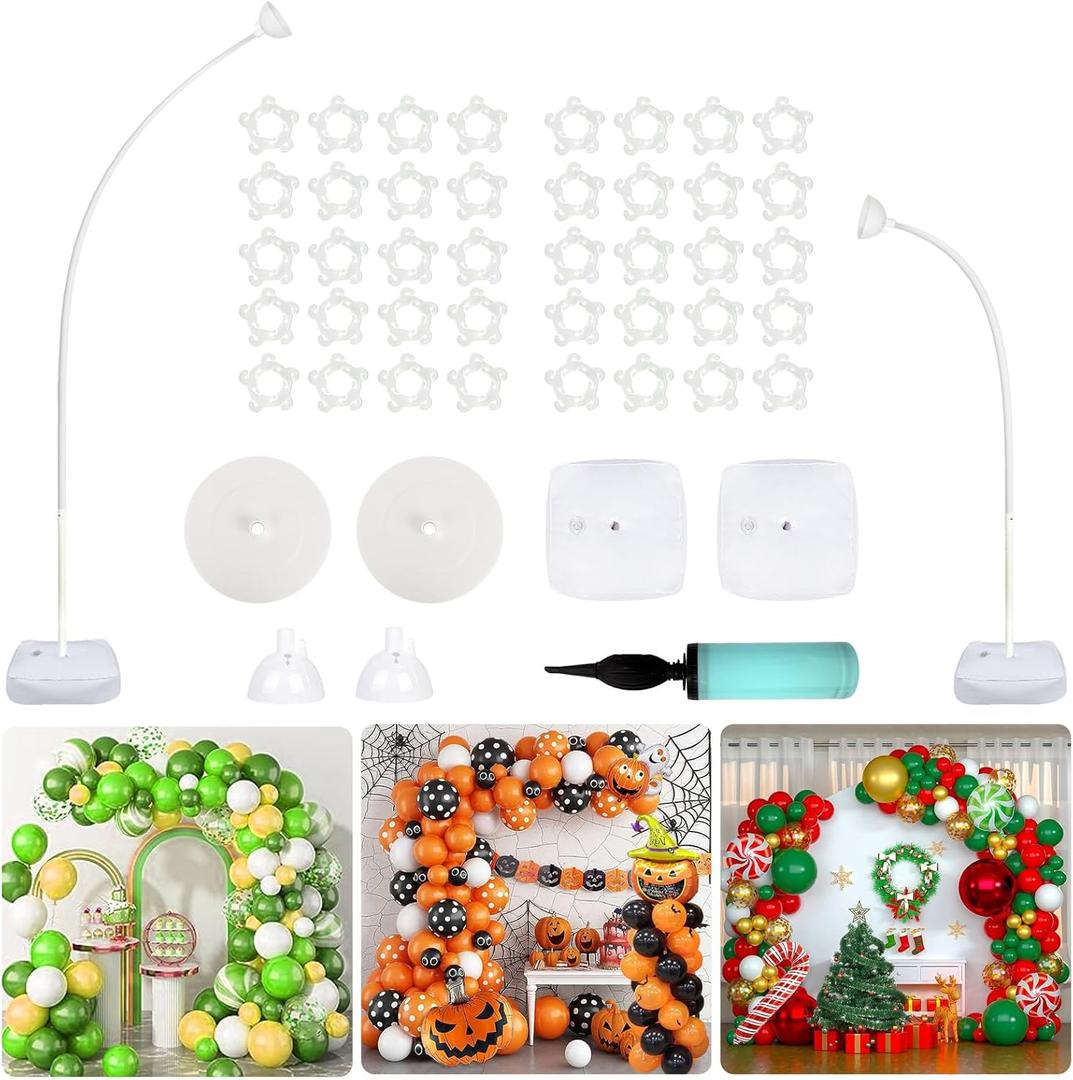 OurWarm 7.5Ft & 6Ft Balloon Arch Stand, Free Bending Shape Balloon Arch Kit, Half Arch Balloon Stand with Base, Balloon Column Stand Kit for Wedding Birthday Baby Shower Graduation Easter Decorations