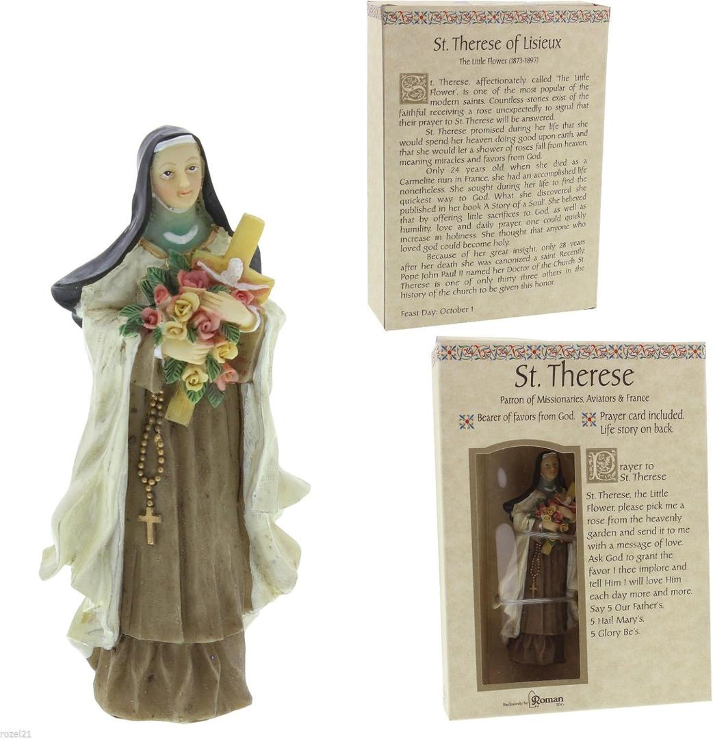 Roman Giftware Inc., Patrons & Protectors, 4" H ST Therese of LISIEUX,Religious, Inspirational, Durable (1x1x4)