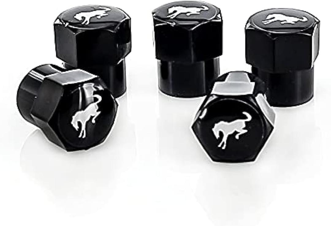 Ford Bronco Black Plastic Tire Valve Stem Cap Covers (Pack of 5)