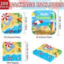 Grencian 200Pcs Beach Party Supplies Hello Summer Party Plates and Napkins Disposable Summer Pool Paper Tableware Set for Hawaiian Beach Pool Birthday Baby Shower Decorations, Serves 50