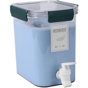 Laundry Detergent Dispenser Beverage Refrigerated Bucket with Faucet Fabric Softener Container for Detergent, Lemonade Juice, Milk, Fabric Softener, Bleaching Agent, (Blue)