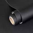 Black Peel and Stick Wallpaper A Set of 23.6x 236 Matte Black Self-Adhesive Removable Contact Paper Solid Color Waterproof Vinyl Roll for Cabinets Furniture Renovation Bedroom Wall Covering