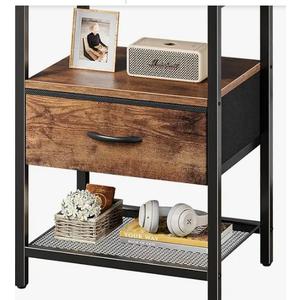 Huuger Nightstand Set of 2, Night Stand with Fabric Drawer, Mesh Shelf, Side Table with Storage, Fabric Drawer Dresser, Open Shelf, Metal Frame, Bedroom