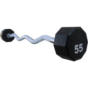 Fitness First 10-Sided Fixed Urethane Encased EZ Curl Barbell 25-115 lbs