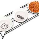 3 Cat Food Bowls Ceramic 13 oz Upgraded with Stainless Steel Stand Non-Slip and Anti-Rust Elevated Raised Cat Bowls for Food and Water, Pet Dishes Bowl for Indoor Cats and Puppy, Dishwasher Safe
