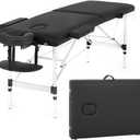 FDW Massage Table Portable Massage Bed Spa Bed 73 Inch Aluminium Lash Bed with Non-Woven Bag Face Cradle Carry Case Height Adjustable 2 Fold Portable Facial Salon Tattoo Bed (Black)