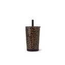 HydroJug Everyday Tumbler 14 oz, Ceramic-Lined Straw Cup, Brown Leopard