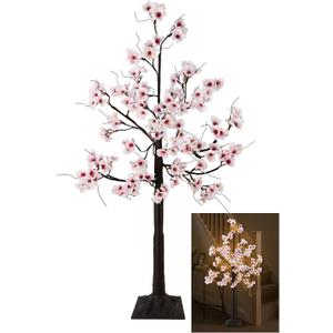 Uieke 4FT Cherry Blossom Tree, 48 Fairy Lights Artificial Lighted Tree for Home Inside Outdoor Spring Wedding Party Festival Decor, Warm White