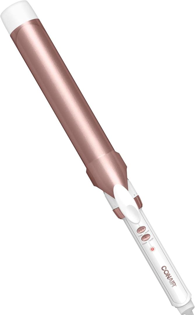 Conair Double Ceramic Curling Iron, 1 1/2" Extra-Long Barrel Hair Curling Iron, 30 Heat Settings, Turbo Heat, Auto Off, Cool Tip, Dual Voltage, Rose Gold