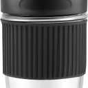 Sivaphe Reusable Glass Ice Hot Coffee Cup 16 oz, Portable Travel Mug with Spill-Proof Lid and Thermal Sleeve for Home Office Blue
