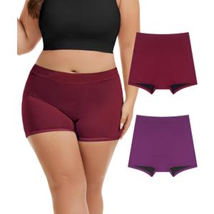 Incontinence Underwear for Women, Washable Reusable Boyshorts, High Waisted Leakproof Period Panties for Postpartum (Medium, Multicolor01)