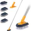 BOOMJOY Tub Cleaner Brush with Long Handle, 55" Extendable Tub Scrubber with Locking Head, No Scratch Shower Cleaning Brush for Bathtub, Bathroom Ceilings, Toilet, Kitchen, Tile, Sink (Yellow)