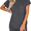 Acelitt Womens Casual Summer Crewneck Short Sleeve Ribbed Mini Tshirt Dress, XS-3XL