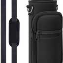 Fimibuke 32 oz Water Bottle with Sleeve - BPA Free Leakproof Sport Large 1L Plastic Motivational Water Bottle with Straw Strap & Insulated Neoprene Holder Carrier Bag Great Xmas Gift for Women Men (A1.Black)