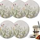 Herbs 5- Pack Cloth Covers for Sourdough Starter Jar, Wild Flowers Cloth Covers Reusable Lid Top Sourdough Bowl Cover Bread Fermentation Baking Supplies for 3-4 Inch Jar Mouth