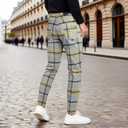GINGTTO Mens Plaid Dress Pants Stretch Chino Pants Men Slim Fit