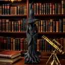 2 x Gothic Halloween Resin Figurine, Retro Magician Decor Dark Fantasy Ornament, Enchanting Witch Statue, Resin Hand-Painted Enchanting Witch Statue