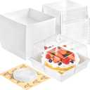 Kucoele 7 x 7 x 4 Inches White Paper Cake Boxes with Clear Lids, 20 Pack Square Charcuterie Boxes Disposable To Go Food Containers for 4-6 Inch Cake, Jumbo Cupcakes, Bakeries