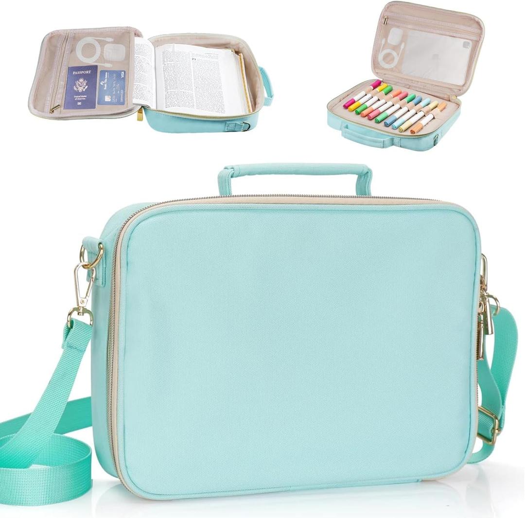 ATDIAG Bible Cover for Women,Carrying Book Case Church Bag Bible Protective with Handle and Zippered Pocket Adjustable Shoulder Strap,Perfect Gifts for Church Religious