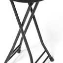 LEDLAY24 Inch Folding Stool with Handle - 500LBS Capacity Portable Foldable Stool with Non-Slip Feet, Heavy-Duty Steel & Plastic Collapsible Stool for Indoor Outdoor Use, Black