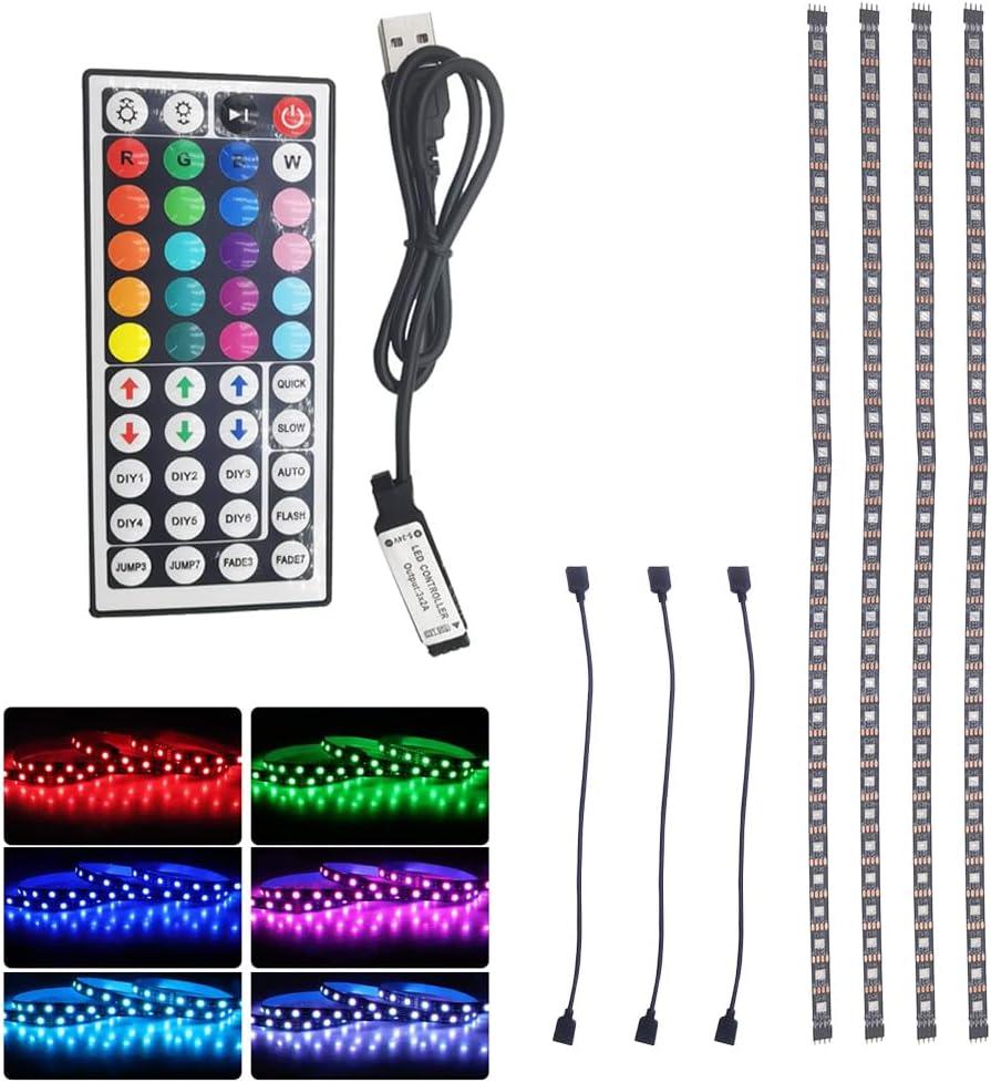 5V 5050 RGB LED Strip Light USB with 44key Remote Control 4 Pre-Cut 1.64ft/6.56ft Lights Tape TV Backlights Holiday Decoration Black PCB