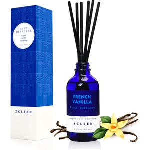 Xcleen Reed Diffuser Set with Sticks 3.7 Oz, Vanilla, Coconut & Milk Scented Fragrance Oil Diffuser for Home Bedroom & Kitchen, Long-Lasting Room Air Freshener, Mind & Body Aromatherapy, Gift Idea
