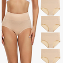 Wirarpa Women's Cotton Underwear High Waisted Ladies Panties Full Coverage Briefs 4 Pack (Regular & Plus Size) M