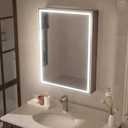 28x20inch LED Medicine Cabinet Lighted Bathroom Mirror, Defogger, Stepless Dimmable, 3000K/5500K Color Temperature Wall Mounted Makeup Mirror, Adjustable Shelf (Assembly Required)