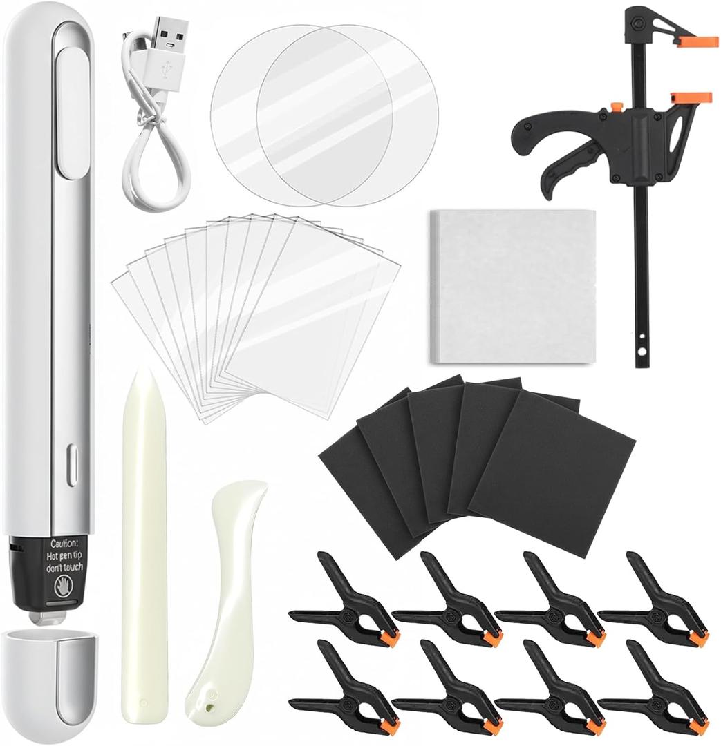 GIRAVO Trading Card Flattening & Cleaning Kit, Thermal Pen (USB) with Heat Papers, Clear Vinyl & Acrylic Sheets, Plastic Clamps, Sponge Pads, Bone Folder – Card Grading Prep & Centering Care Tools
