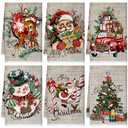Bencailor 6 Pcs Vintage Christmas Kitchen Towels Christmas Dish Towel Set Absorbent Soft Microfiber Farmhouse Gray Winter Santa Snowman Hand Dishcloths Xmas Gifts Decorations for Kitchen Bathroom