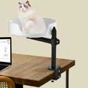Cat Bed Desk Clamp for Kitty Elevated Pet Beds on Desk Cat Box with Pet Mat Indoor Outdoor Use (Straight Rod)