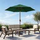Patio Kingdom 7.5ft Patio Umbrella, Outdoor Table Market Umbrella with Smooth Crank Lift, 6 Windproof Fiberglass Ribs, UPF50+ UV Protection for Deck, Pool, Garden and Backyard, Dark Green