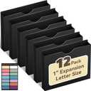 ANSOOK Letter Size File Jackets & File Pockets,Heavy Duty 1" Expansion Manila File Folder for File Cabniet,12 Pack Manila File Jackets with Straight Cut Tab,Job Folder File Jackets (Black)