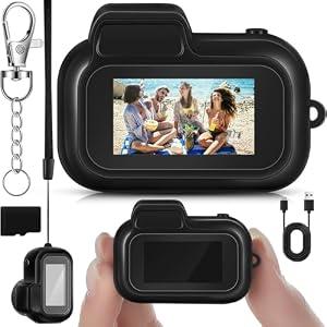 Relaxweex Mini Keychain Camera 1080p Small Retro Portable Photo Video Camera 100 Mins Battery Life Micro Video Camcorder for Travel Study Recording (64gb)