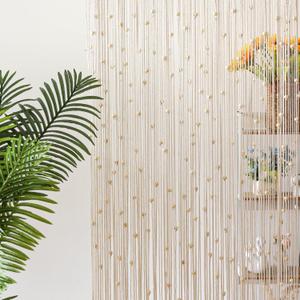 BECHAEO Boho Macrame Beaded Curtain Handmade Door Closet Curtain with Wooden Beads for Window Doorway Open Closet Bedroom Living Room Privacy Decor, 79" L x 36" W, White